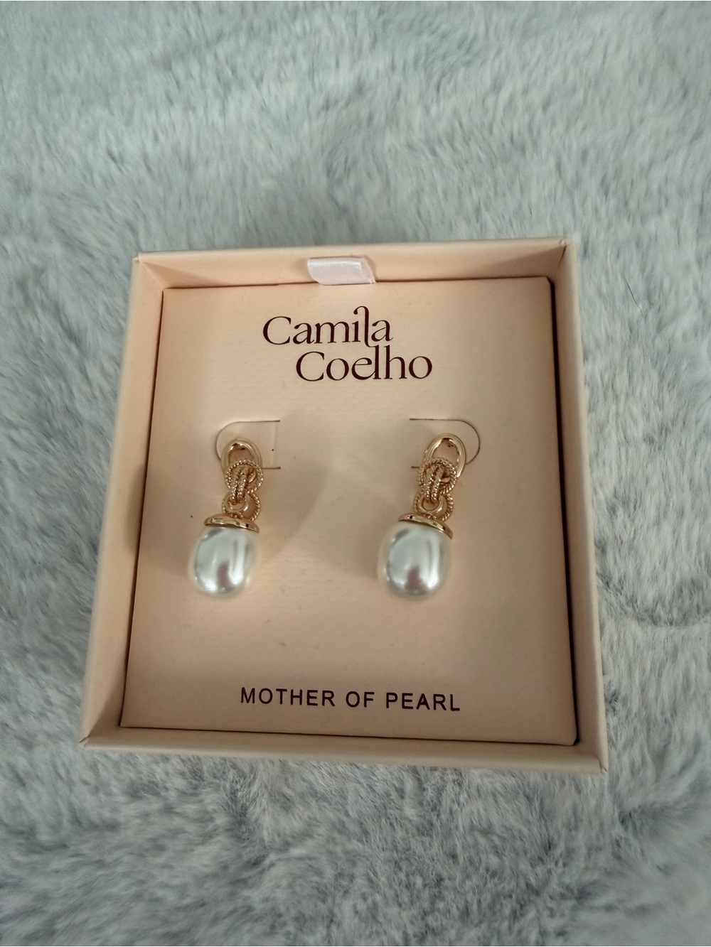 Camila Coelho Gold and‎ White Pearl Drop Earrings